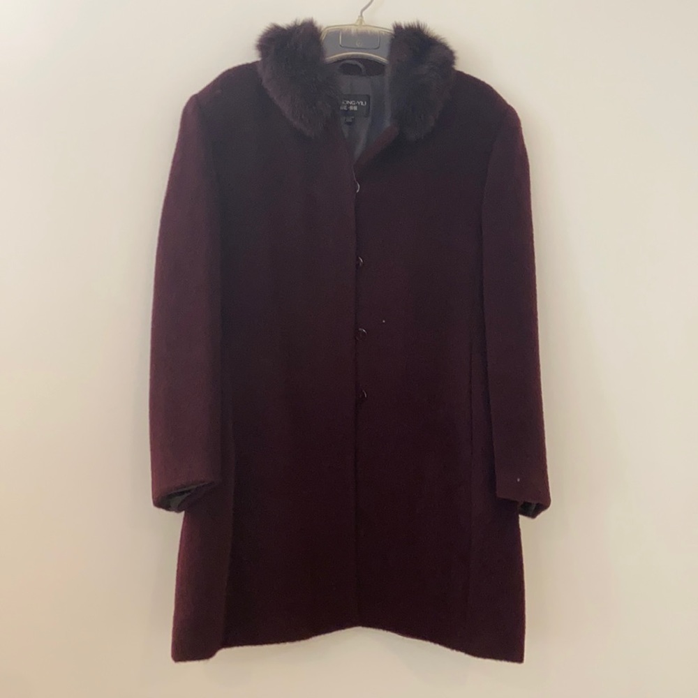 Caihong Yili Burgundy Alpaca Wool Jacket